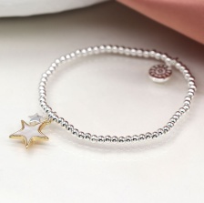 Faux Gold & Silver Plated Double Star Bracelet with Shell Inlay by Peace of Mind